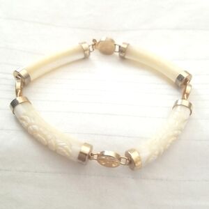 Gold Carved Sea Shell Asian Bracelet